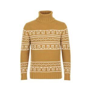 Manrico Cashmere Tribal Pattered Turtleneck Thick Knit Sweater